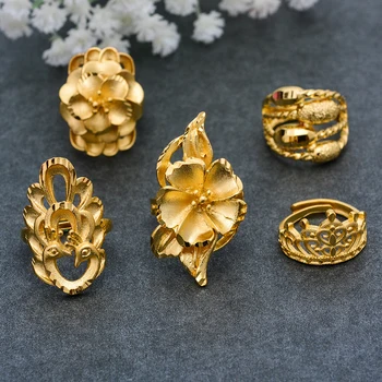 Wando Free Size Scrub Gold Color obrączki dla kobiet palec pierścień przesadzone ogromny paw kształt pierścienia dla etiopskich/afrykańskich