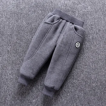 2019 Kid boys ciepłe zimowe spodnie Baby new casual letters label grube aksamitne spodnie dla chłopców 1-5 lat !