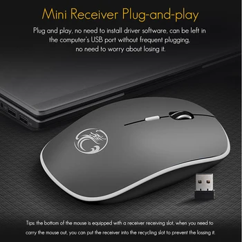 IMice mysz bezprzewodowa Ultra quiet Mice 2.4 G mysz ergonomiczna cicha przycisk z adapterem USB mini-przenośna mysz do KOMPUTERA przenośnego