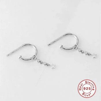 Boako 925 srebrne kolczyki biżuteria piękne kolczyki gwiazdki pręta dla kobiety dziewczyny na Walentynki przebicie Pendientes wykwintne kolczyki