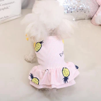 Cat Dog Sling Dress Cienki, Oddychająca Wygodny Miękki Modny Ładny Ananas Wzór Drukowany Pet Dress Wiosna Lato