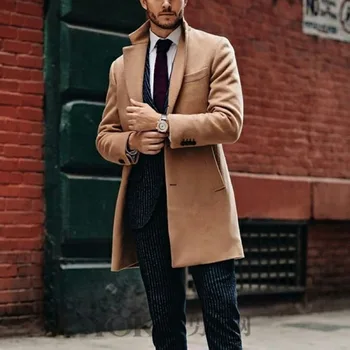 Laamei 2020 męskie mieszanki wełny płaszcz jesień zima Nowy jednolity kolor wysokiej jakości męska kurtka wełniana luksusowej marki, odzież