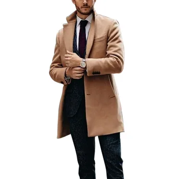 Laamei 2020 męskie mieszanki wełny płaszcz jesień zima Nowy jednolity kolor wysokiej jakości męska kurtka wełniana luksusowej marki, odzież
