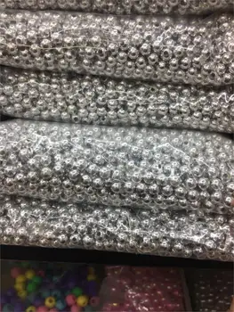 500 g 6 mm 8 mm koraliki plastikowe okrągłe z otworem malowane srebro złoto biała perła koraliki do ozdoby metalowe w kolorze
