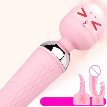 G Spot wibrator Królik wibrator dla kobiet podwójny silikonowy pochwy dorosłych sex zabawki potężna różdżka masażer zabawki, łechtaczka AV trzon H4