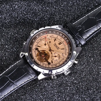 FUNKCJĄ męskie mechaniczne zegarek luksusowe zegarki automatyczne z tourbillon kalendarz, Dzień, Tydzień, rok skóra Relogio Masculino 2016