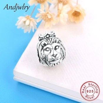 Fit Original Pandora Charms bransoletki 925 srebro koraliki Król Lew z koroną koraliki do budowy DIY biżuteria Berloque prezent