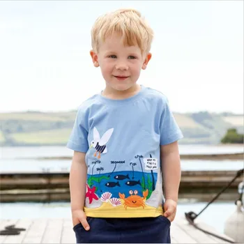 Mała Beatty z krótkim rękawem kreskówka koszulka chłopcy słodkie letnie t-shirty z haftem niektóre zwierzęta wysokiej jakości baby chłopcy koszulka