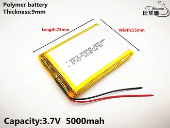 Dobra jakość 3.7 V 5000mAH 905575 polimerowa li-ion / li-ion akumulator dla tabletów banku,GPS,mp3,mp4