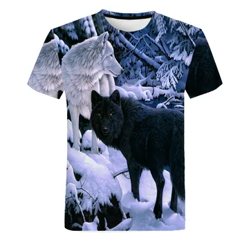 2021 boy's New Summer Personalized T-Shirt Wolf Print T-Shirt 3D Girl'S T-Shirt Novelty Animal Tops T-Shirt Kid ' s Short Sleeve