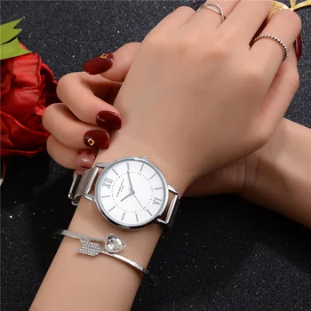 Lvpai marka mody zegarek damski biznes dorywczo zegarek kwarcowy Feminino Relogio stalowa siatka z prostym tarczy zegarek damski