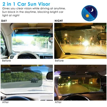2 In1 samochodowe osłony przeciwsłoneczne rozszerzenie przedniej szyby samochodu osłona oczu protector dla anty-UV/anti-glare/powłoka antyrefleksyjna Fold Flip Clear View Visor