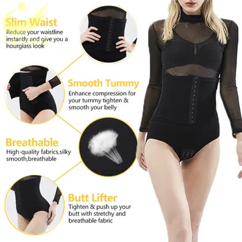LAZAWG Butt Podnośnik Tummy Control majtki hak kobiecego ciała gorset Shaper waist Cincher bielizna modelująca trymer brzuch po porodzie