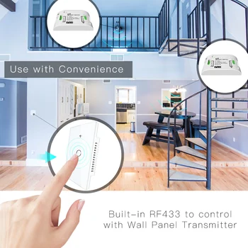 RF433 WiFi Smart Wall Touch Switch No Neutral Wire Needed Smart Single Wire Wall Switch praca z Alexa Google Home 170-250V