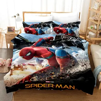 Disney marvel The Avengers SpiderMan zestaw pościeli dla dzieci wystrój łóżka pojedyncze kołdry queen size 3szt tekstylia do domu kreskówka
