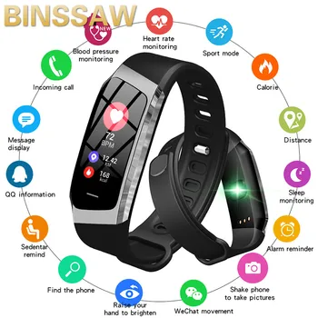 BINSSAW 2019 Smart Watch IP67 wodoodporny monitor pracy serca ciśnienie krwi Bluetooth Mężczyźni Kobiety Smartwatch dla systemu Android IOS telefon