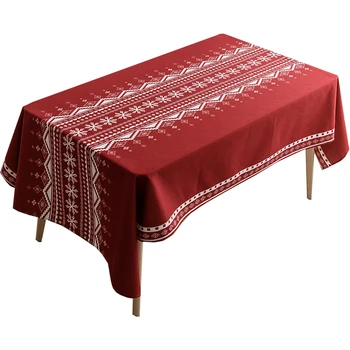 DUNXDECO obrus strona główna partia pokrywa stołu tkanina współczesna klasyczna czerwona komórka śnieg Flora druku wodoodporny kawowy sklep Stół mat
