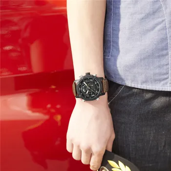 New NAVIFORCE New Men ' s Fashion Sport Watch męskie skórzane wodoodporne zegarki kwarcowe zegarki męskie data LED zegarek analogowy Relogio Masculino