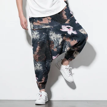 Hip-hop drukowanie biegaczy mężczyźni 2021 japoński harem spodnie męskie meble casual cross-spodnie, spodnie Damskie