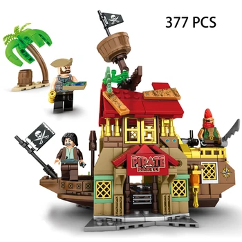 Wyspa zderzenie Karaiby Piratów Czarna perła statek wyspa burza model klocki cegły zabawki chłopcy prezenty