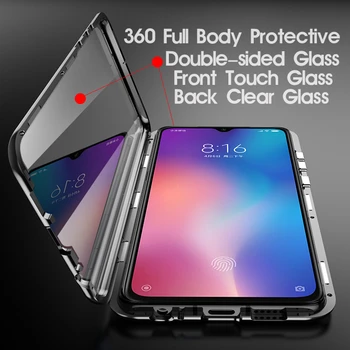 Dwustronny magnetyczny metalowy korpus dla Xiaomi Redmi Note 9 9S 8 8T 7 9A 9C K20 10 Ultra 9T CC9 Pro POCO X3 NFC F2 Pro szklana pokrywa