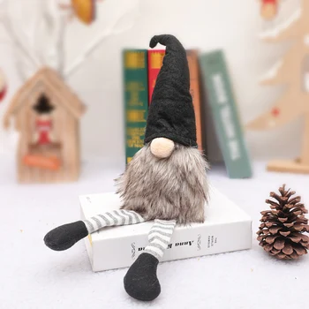 THY-2020 Funny Christmas Handmade Swedish Santa Gnome Doll Ornaments Black Hat Figurine,Elf Toy,Holiday Home Ornaments Party