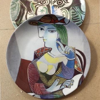 Picasso słynny obraz olejny płyty Dekoracyjne hiszpańska streszczenie ścienny wiszący Rzemieślnicza talerz Home/hotel Decor Hurtownia okrągły talerz