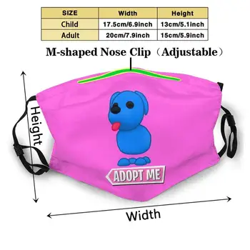 Adopt Me - Blue Dog With Logo Custom Design Face Mask Anti Dust Filter Diy Print Są Zmywalni For Adult Kids Funneh Funneh Cake