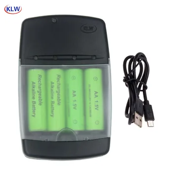 4 gniazda wyświetlacz led Smart USB akumulatorowe ładowarkę z bateriami alkalicznymi, akumulatorami AA LR6 AAA LR03 1,5 V inteligentna ładowarka
