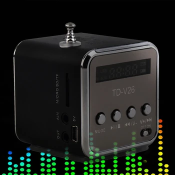 TD-V26 przenośne radio z wyświetlaczem LCD obsługuje karty Micro SD/TF odtwarzacz MP3 cyfrowy FM-zgodny dla laptopa