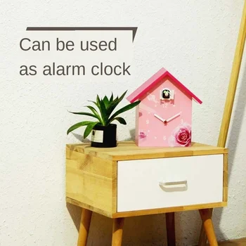 Kukułka zegar różowy 3D prosty zegar salon mody zegar Kukułka wiszące zegary 3d zegar ścienny drewniany zegar ścienny z tworzywa sztucznego