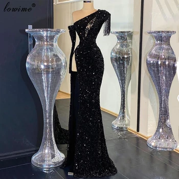 Arabskie czarne cekiny suknie wieczorowe dla kobiet Party 2021 Dubai Prom Dresses Evening Wear Turkish Couture sukienka