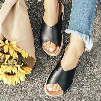 Nowe konopny liny tkane sandały Damskie na grubej podeszwie noszenia dorywczo sandały i pantofle damskie slajdy jednolity kolor buty damskie rozmiar 41