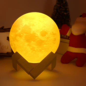 16 kolorów 3D drukowana Moonlight lampa LED Night Light Creative Moon Lamp 20cm/ 7.9 in z podstawą zdalnego sterowania dla dzieci dziewczyn