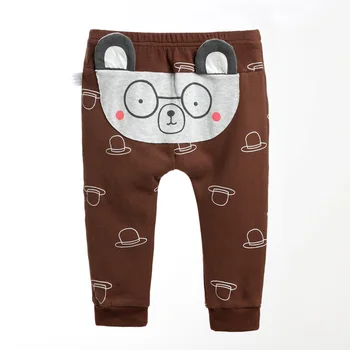 Dziecięce spodnie dla chłopców kreskówka druku dzianiny bawełniane spodnie dla dzieci dla dziewczyn legginsy ciepłe wiosenne/jesienne spodnie New Born Baby spodnie