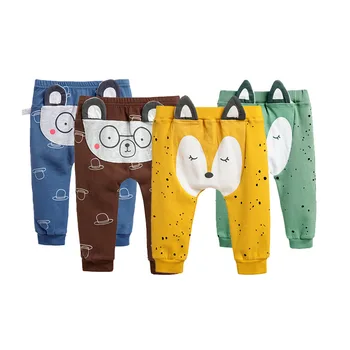 Dziecięce spodnie dla chłopców kreskówka druku dzianiny bawełniane spodnie dla dzieci dla dziewczyn legginsy ciepłe wiosenne/jesienne spodnie New Born Baby spodnie
