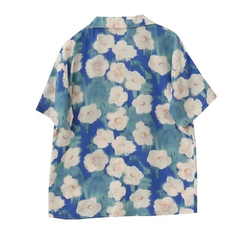 Harajuku Style Holiday Small Daisy Print Suit Collar Shirt Women 2020 New Summer Loose Short Sleeve Top Fashion Casual Women