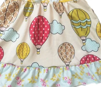 2019 kids girls dress flying sleeve button O neck dresses for children yellow hot air balloon dress baby girls vestido gxj