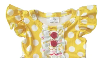 2019 kids girls dress flying sleeve button O neck dresses for children yellow hot air balloon dress baby girls vestido gxj