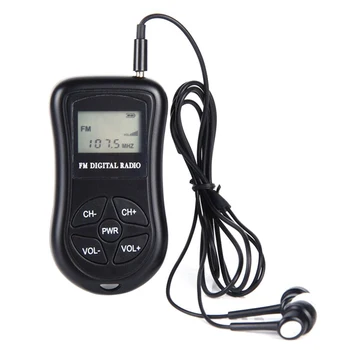 Stereo odbiornik ABS kieszonkowe radio cyfrowe przenośne, przenośne słuchawki czarny Bateria wyświetlacz LCD mini FM