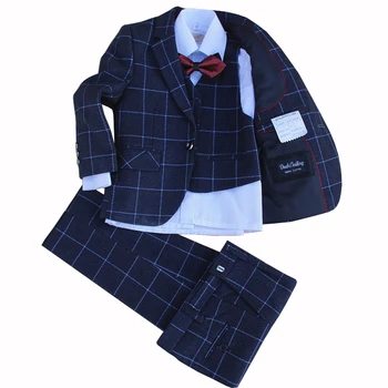 4 szt. kurtka+kamizelka+spodnie +muszka dzieci formalny strój kurtka ślubne chłopcy strój kostium zestaw wysokiej jakości rozmiar 2 lata -12 lat