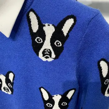 Nowe męskie luksusowe zimowe panowie haft Boston terrier na drutach codzienne swetry swetry Azjatycki wtyczkę rozmiar wysokiej jakości Drake #E2