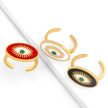 Szczęśliwy oczu turecki złe oko otwarte pierścień miedziany kolor złoty pierścionek zaręczynowy partia dla kobiet, dziewczyn, mężczyzn moda biżuteria LE538