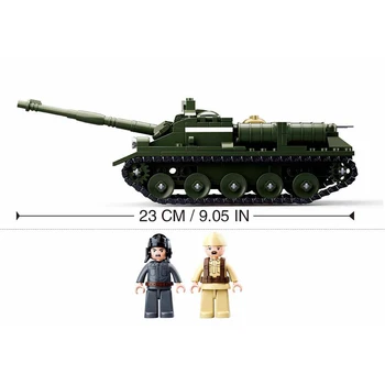 Druga wojna światowa wojskowy niszczyciel czołgów SU-85 cegły żołnierze armii ii wojny światowej broń klocki klasyczne budowlane, zabawki dla dzieci
