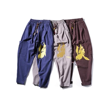 2021 Harajuku spodnie męskie bawełniane, lniane codzienne spodnie Męskie vintage hip-hop ulica odzież Jogger spodnie spodnie plus rozmiar 5XL