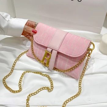 2020 Nowa moda casual metalowy łańcuch z literami przez ramię torby kurierskie letnie wysokiej jakości damskie torebki i torby mała kwadratowa torba