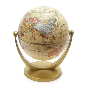Vintage English Edition Globe World Map Decoration Earth Globes with Base Geography Classroom Home Office Decoration