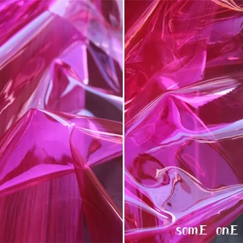 0.3 mm materiał TPU przezroczysty różowy PCV, płynna folia DIY wodoodporna odzież płaszcz Kryształ torby plastikowe dekoracje designerskie podkładki