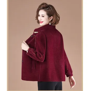 Jesień zima kobiety w średnim wieku, kaszmirowy sweter, kurtka duży rozmiar kobiety imitacja wody aksamit płaszcz 5XL wysokiej jakości bluzki W2203