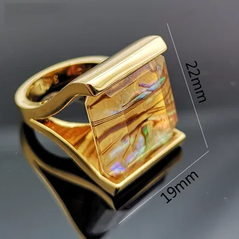 2020 Nowa moda naturalna muszla abalone jest prosta powłoka 18 do złota luksusowy pierścionek gwiazdy filmowe z tym samym stylem